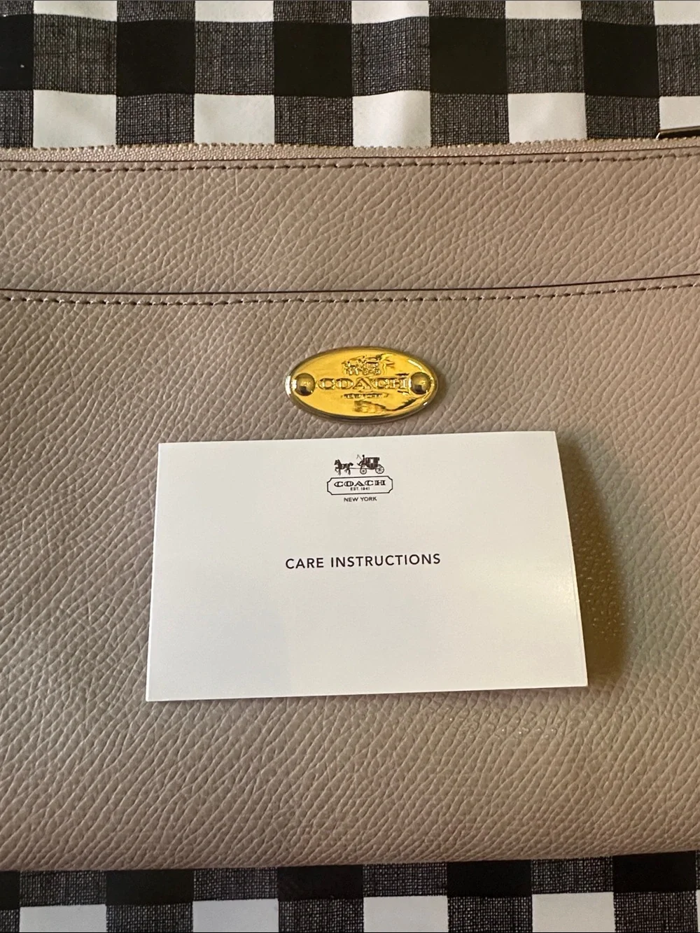 Coach Taupe Leather Wristlet Clutch